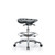 polyurethane tractor sit-stand medium bench height stool, chrome base, chrome foot ring, chrome casters, black