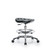 polyurethane esd tractor medium bench height stool, chrome base, no foot ring, esd casters, black