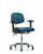 class 100 vinyl clean room chair - desk height with adjustable arms and stationary glides in taupe supernova vinyl