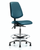 vinyl chair chrome - high bench height with medium back, chrome foot ring, and stationary glides in marine blue supernova vinyl