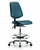 vinyl chair chrome - high bench height with medium back, seat tilt, chrome foot ring, and casters in taupe supernova vinyl