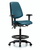 vinyl chair - high bench height with medium back, adjustable arms, black foot ring, and casters in marine blue supernova vinyl