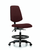 fabric chair - medium bench height with medium back, seat tilt, black foot ring, and casters in navy fabric