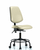 vinyl chair - desk height with round tube base, medium back, seat tilt, and casters in adobe white trailblazer vinyl