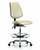 vinyl chair chrome - high bench height with medium back, seat tilt, chrome foot ring, and casters in charcoal trailblazer vinyl