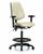 vinyl chair - high bench height with medium back, adjustable arms, black foot ring, and casters in charcoal trailblazer vinyl