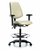 vinyl chair - high bench height, medium back, seat tilt, adjustable arms, chrome foot ring, and casters in colonial blue trailblazer vinyl