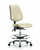 vinyl chair chrome - medium bench height with medium back, seat tilt, chrome foot ring, and casters in adobe white trailblazer vinyl