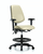 vinyl chair - medium bench height with medium back, adjustable arms, black foot ring, and casters in taupe trailblazer vinyl