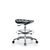 polyurethane tractor stool chrome - medium bench height with chrome foot ring and chrome casters in black polyurethane