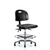 newport industrial polyurethane chair chrome - medium bench height, seat tilt, chrome foot ring, and stationary glides in blue polyurethane