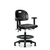 newport industrial polyurethane chair - medium bench height, seat tilt, adj arms, black foot ring, stationary glides, blue polyurethane
