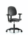 polyurethane chair - desk height with medium back, seat tilt, adjustable arms, and casters in blue polyurethane