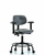 polyurethane chair with round tube base - desk height with medium back, seat tilt, adjustable arms, and casters in blue polyurethane