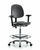 polyurethane chair chrome - high bench height, medium back, seat tilt, adjustable arms, chrome foot ring, and casters in blue polyurethane