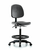 polyurethane chair - high bench height with medium back, seat tilt, black foot ring, and casters in blue polyurethane