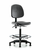 polyurethane chair - high bench height with medium back, seat tilt, chrome foot ring, and stationary glides in blue polyurethane