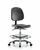 polyurethane chair chrome - medium bench height with medium back, chrome foot ring, and casters in blue polyurethane