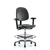 polyurethane chair chrome - medium bench height, medium back, adjustable arms, chrome foot ring, and stationary glides in blue polyurethane