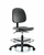 polyurethane chair - medium bench height with medium back, chrome foot ring, and casters in blue polyurethane