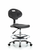 erie polyurethane chair chrome - medium bench height with chrome foot ring and chrome casters in blue polyurethane