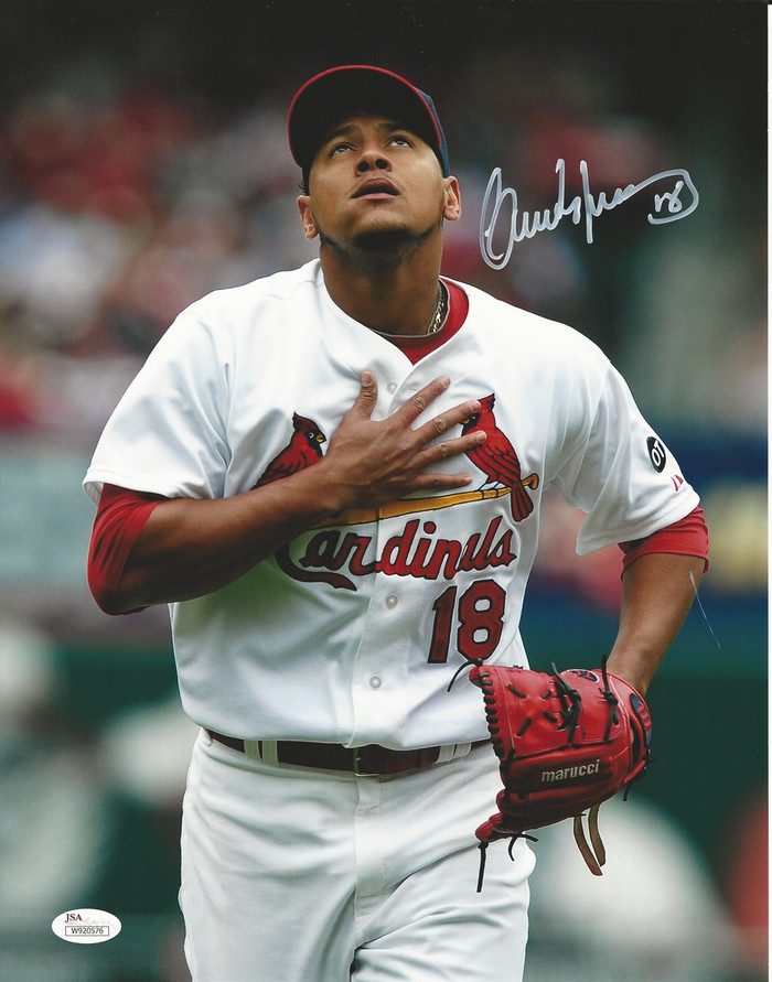Cardinals Martinez Hand on Heart Signed 11x14