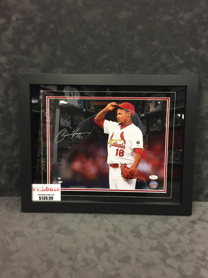 Carlos Martinez Hat Tip Signed Framed 11X14