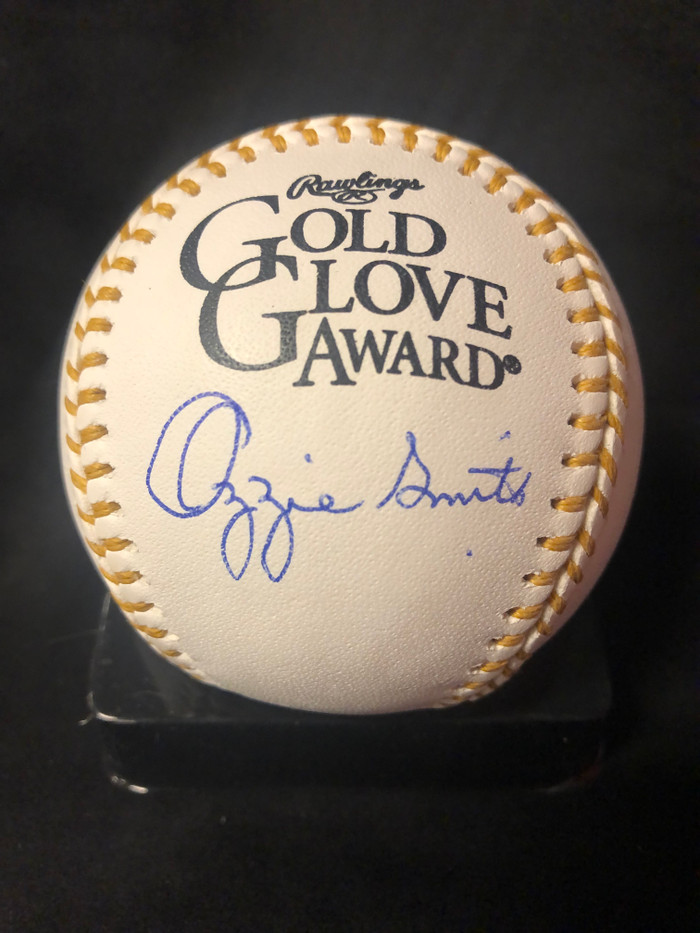 Ozzie Smith Signed Gold Glove Award Logo Ball