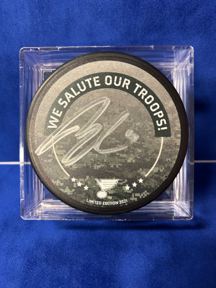 Brayden Schenn Signed Blues 14 Fund Puck 1