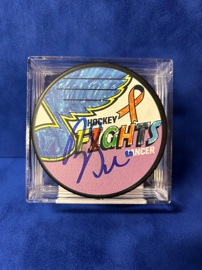 Brayden Schenn Signed Hockey Fights Cancer Blues 14 Fund Puck.