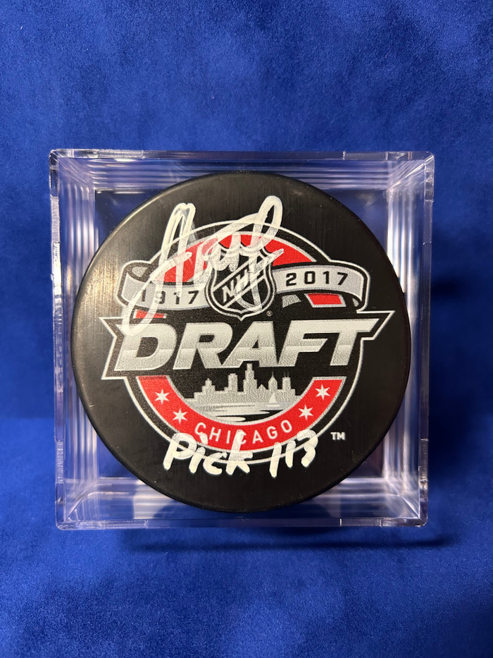 Alexei Toropchenko Signed & Inscribed 2017 Draft Puck