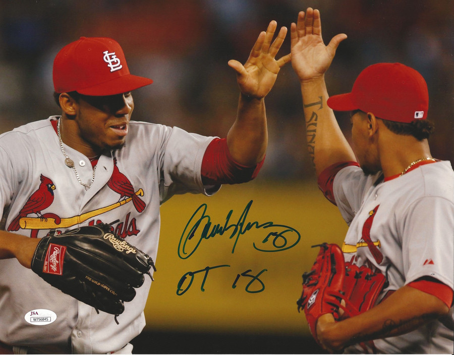 Carlos Martinez w/Taveras High Five "OT 18" Signed 11x14