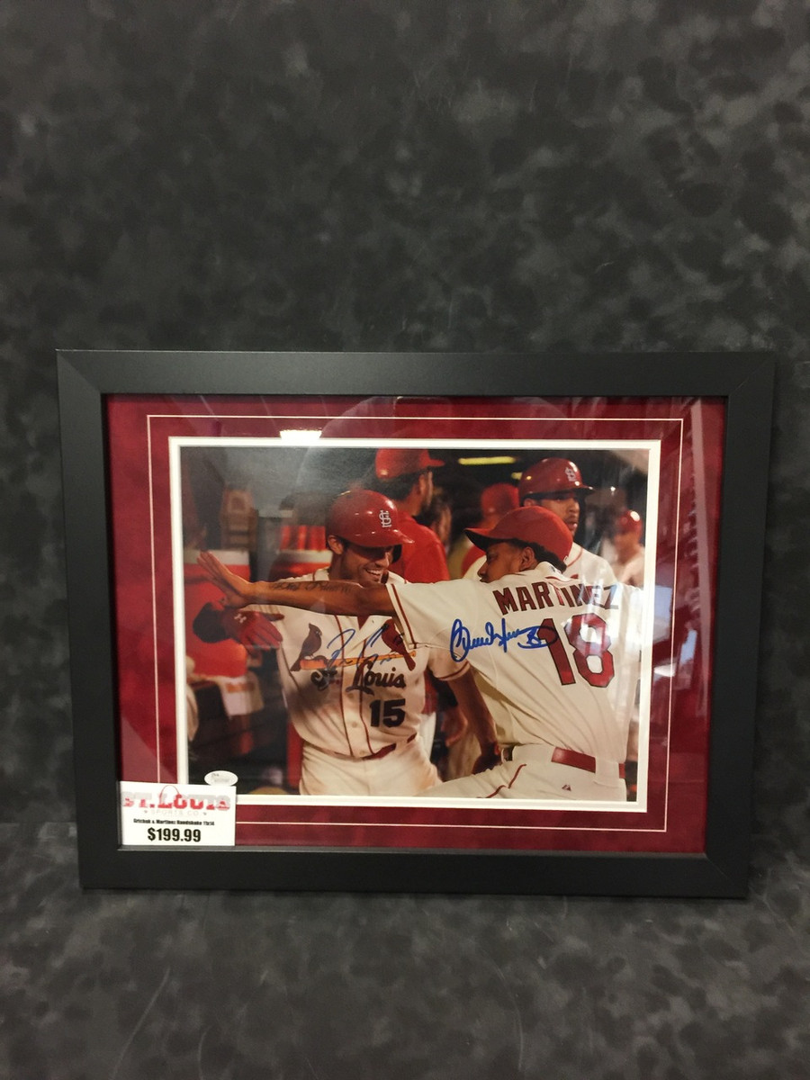 Randal Grichuk & Carlos Martinez handshake Duel Signed Framed 11X14