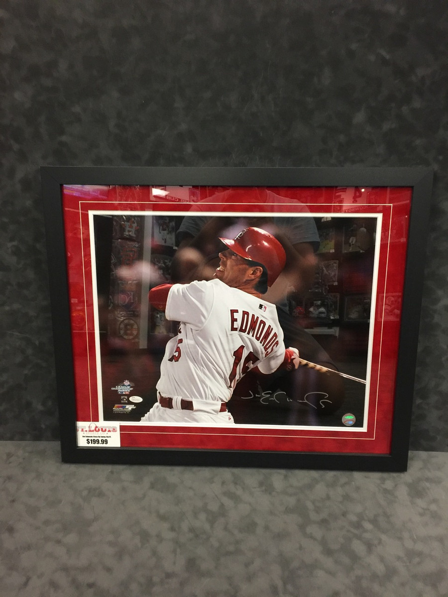 Jim Edmonds St Louis Cardinals Close up Swing Signed Framed 16x20 