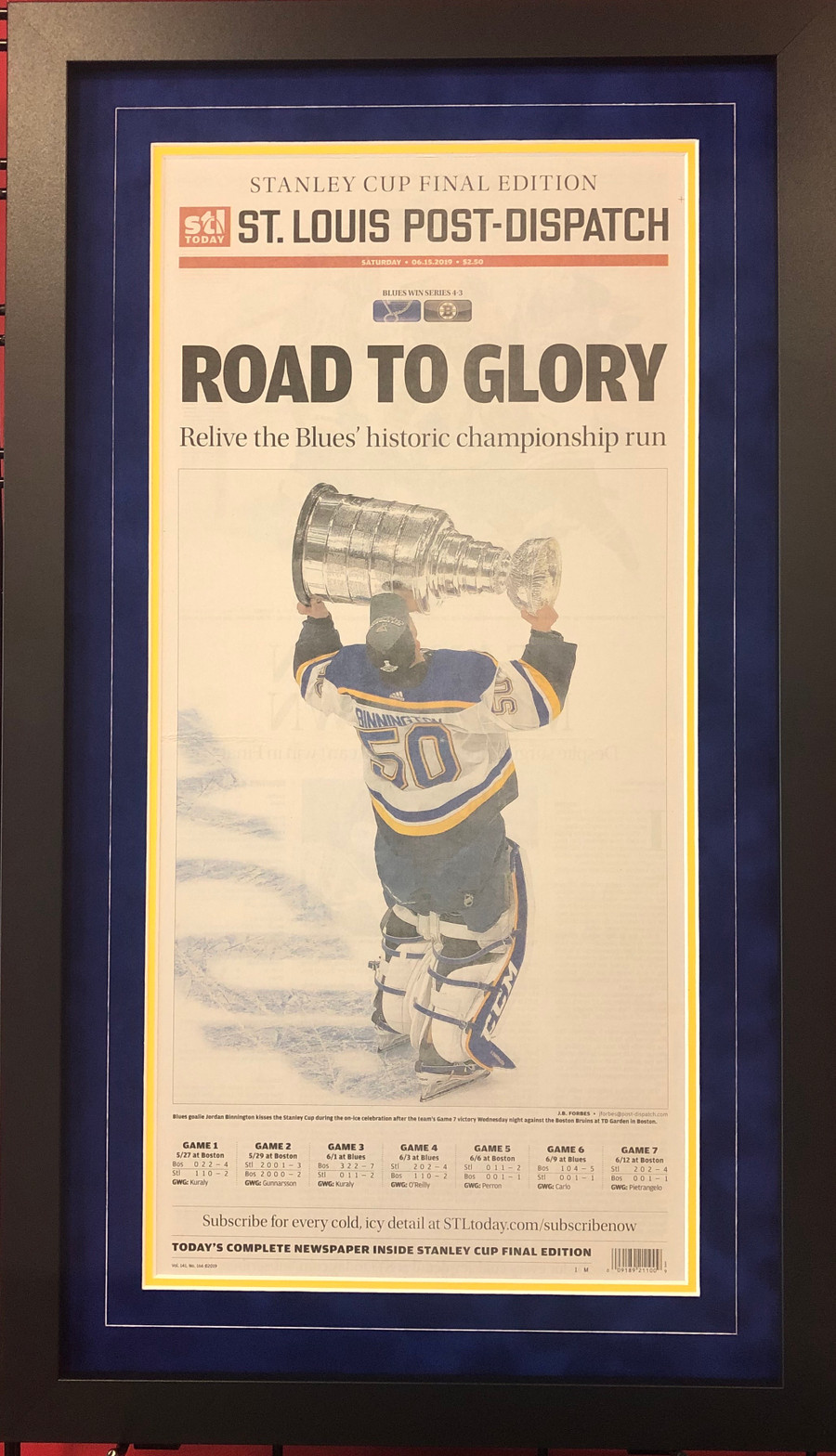 Jordan Binnington Framed Stanley Cup Newspaper