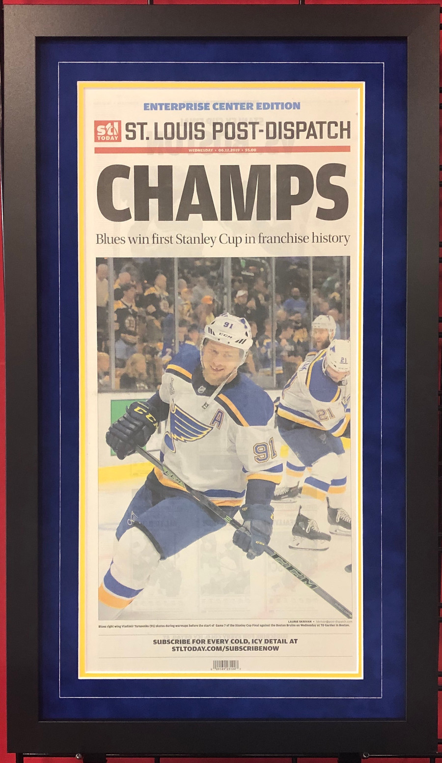 Vladimir Tarasenko Framed Stanley Cup Newspaper