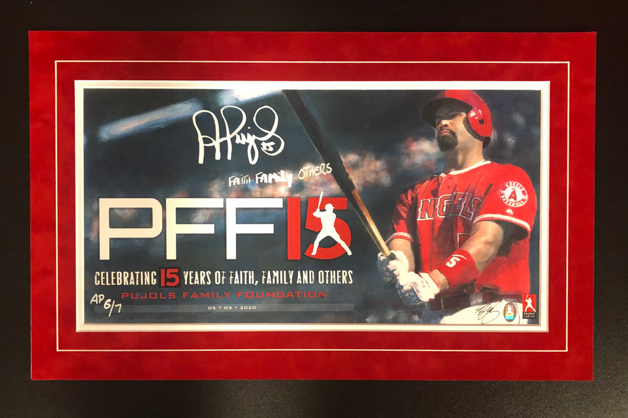 Albert Pujols Signed Framed  15th Anniversary Pujols Family Foundation  Print w/ Ins LE 6/7