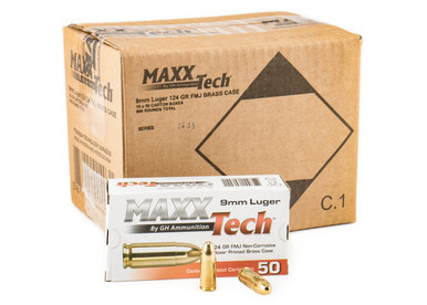 GH Ammunition 9mm Luger 124gr FMJ Brass – 500rd
