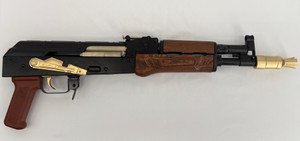 CWS Custom Pioneer Arms AK0031-FT-W Polish Hellpup AK Pistol 11.73" 7.62x39mm 30+1 Custom 24K Gold Plated Accents Wood Furniture