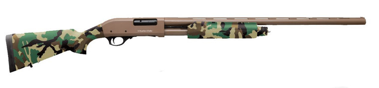 Charles Daly 930.330 301 Pump Field Shotgun 12 Gauge 28" 4+1 FDE Cerakote Woodlands Camo Mob Chok, Checkered Synthetic Stock/Forend