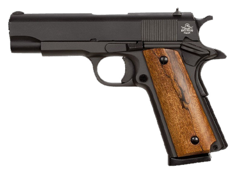 Rock Island Armory 51417 GI Standard M1911 A1 MS 45ACP 8+1 Black/Wood Grip