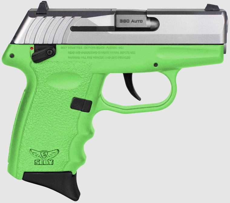 SCCY CPX-4TTLG .380 ACP 2.96" 10+1 DAO Stainless/Lime Green
