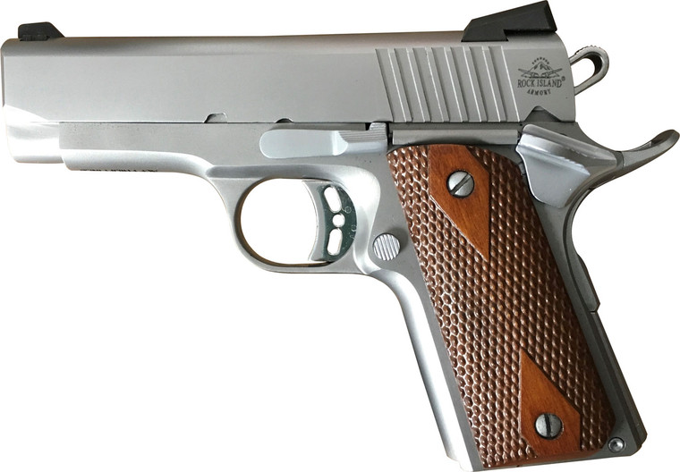 Rock Island Armory 51868 Rock Stainless Standard 1911 CS .45 ACP 3.6" 7+1 Stainless/Wood 