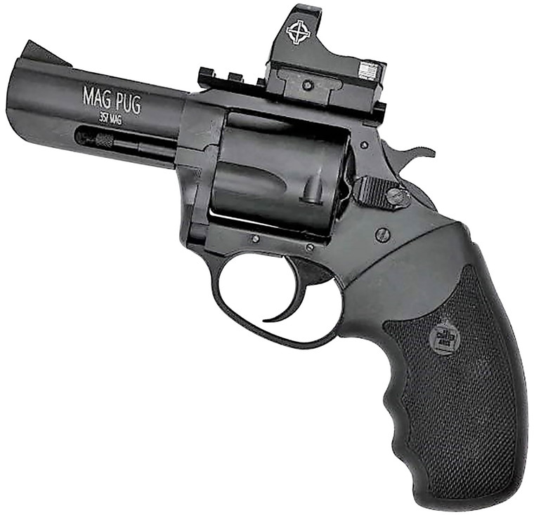 Charter Arms Model 13535 Mag Pug Large 3" .357 Magnum 5 Rounds Black/Black Combat Grip W/ Pic Rail & Micro Optic