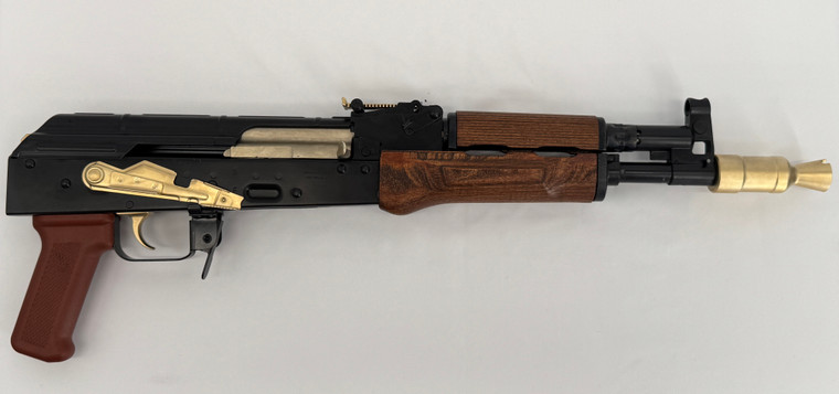 CWS Custom Pioneer Arms AK0031-FT-W Polish Hellpup AK Pistol 11.73" 7.62x39mm 30+1 Custom 24K Gold Plated Accents Wood Furniture
