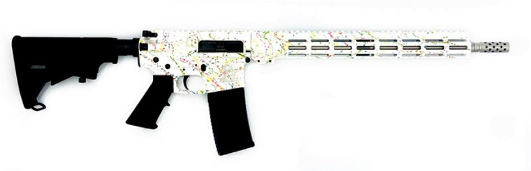 Great Lakes Firearms 223 Wylde GL15223SS-SWHT Saved By The Splatter AR-15 16" 1:8" SS Barrel White & Multi-Colored Splatter Cerakote