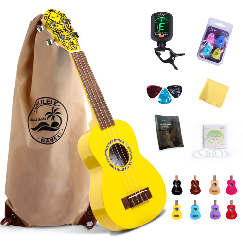 Soprano Ukulele 21 inch Mahogany Mini Kids Guitar Hawaiian ukelele Instrument Kit ukalalee for Beginner Adults Kids Starter(Yellow) Soprano Ukulele 21 inch Mahogany Mini Kids Guitar Hawaiian ukelele Instrument Kit ukalalee for Beginner Adults Kids Starter(Yellow)