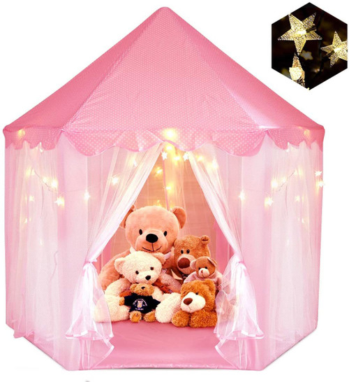 Outdoor Indoor Portable Folding Princess Castle Tent Kids Children Funny Play Fairy House Kids Play Tent(Warm LED Star Lights) Outdoor Indoor Portable Folding Princess Castle Tent Kids Children Funny Play Fairy House Kids Play Tent(Warm LED Star Lights)