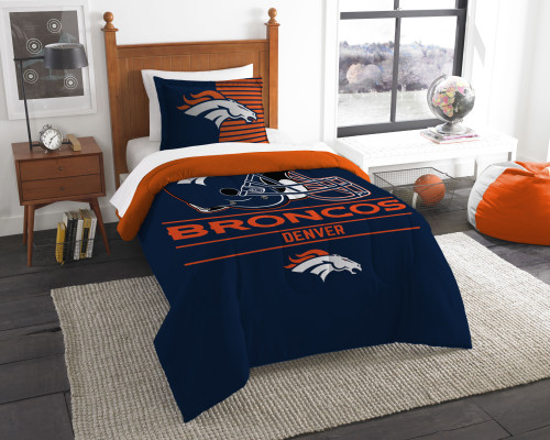Broncos OFFICIAL National Football League, Bedding, "Draft" Printed Twin Comforter (64"x 86") & 1 Sham (24"x 30") Set by The Northwest Company Broncos OFFICIAL National Football League, Bedding, "Draft" Printed Twin Comforter (64"x 86") & 1 Sham (24"x 30") Set by The Northwest Company
