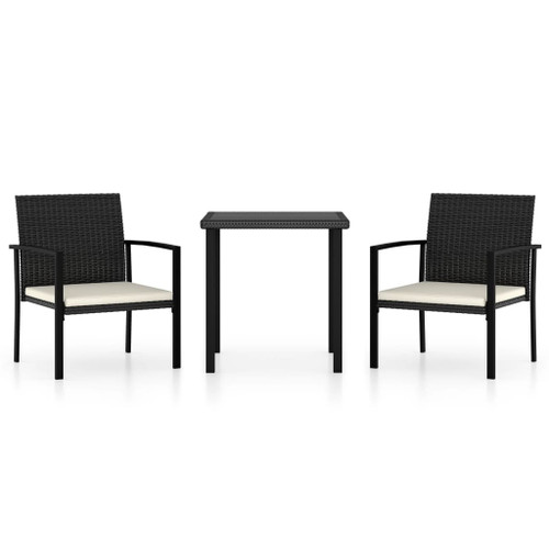 3 Piece Garden Dining Set Poly Rattan Black 3 Piece Garden Dining Set Poly Rattan Black